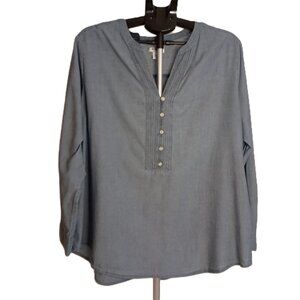 Old Navy Women’s Blue Cotton Pullover Buttoned Front V-Neck Top Size XXL